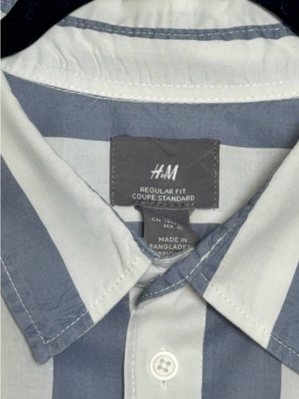 H&M Men’s Regular Fit Stripe Button-Down Shirt - Blue & White